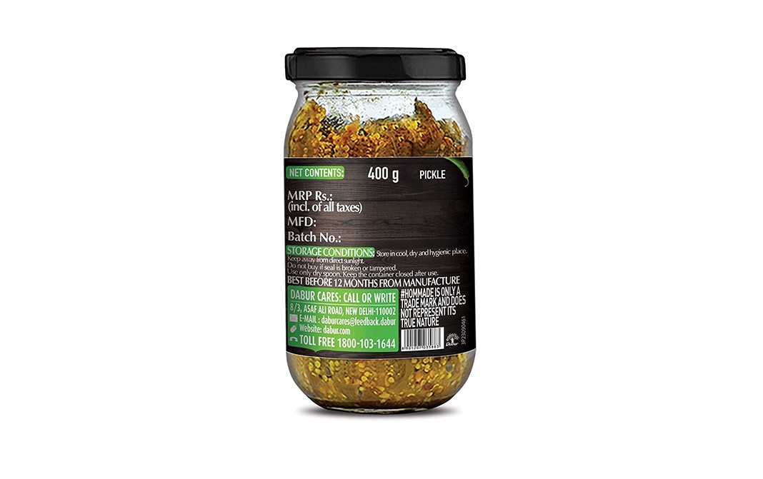 Dabur Teekhi Green Chilli Pickle   Glass Jar  400 grams